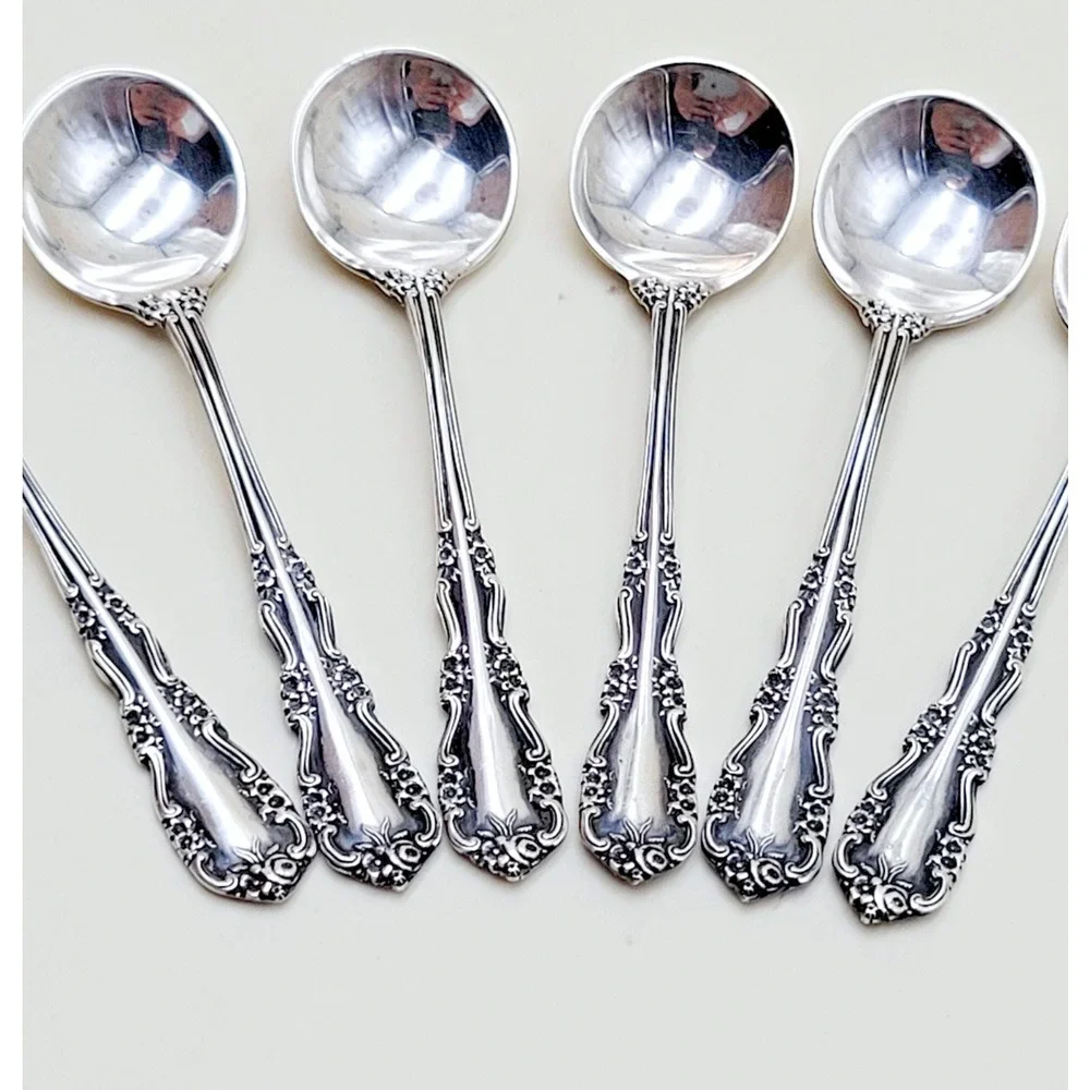 Rare Simpson Hall Miller Company Sterling Salt Spoon Set of 6 Spoons Descontinue
